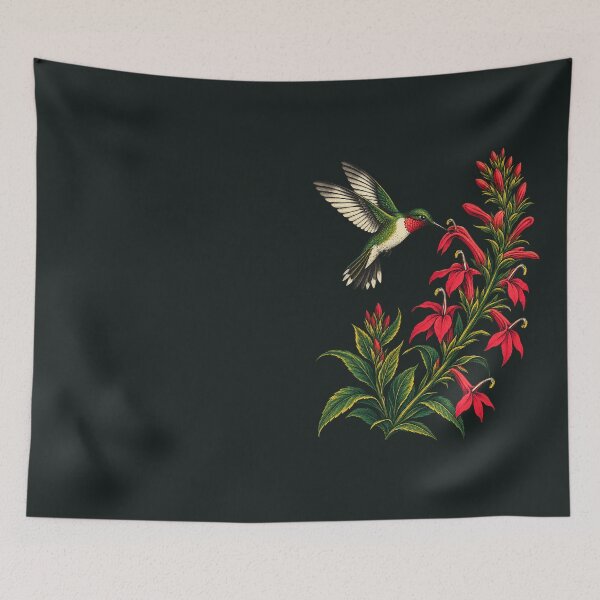Item preview, Ruby Throated Hummingbird and Cardinal Flower designed and sold by VoyteksDesigns.
