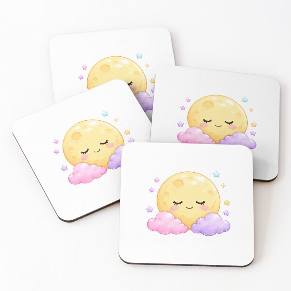 Item preview, Cute Full Moon Face with Pastel Clouds designed and sold by MySthore.