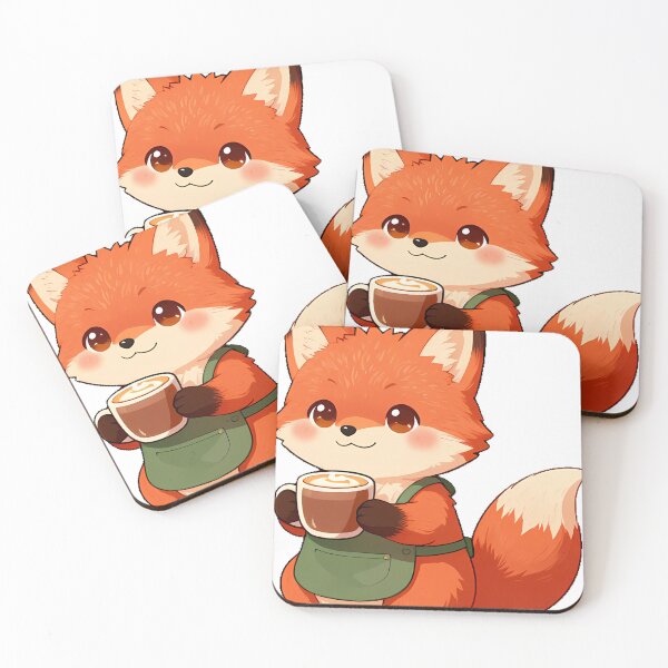 Item preview, Cute Fox Barista with Hazelnut Mocha Coffee Icon designed and sold by pumsquare.