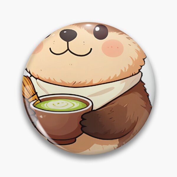 Item preview, Cute Sea Otter Barista with Matcha Green Tea Latte Icon designed and sold by pumsquare.