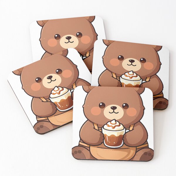 Item preview, Cute Brown Bear Barista with Caramel Macchiato Icon designed and sold by pumsquare.