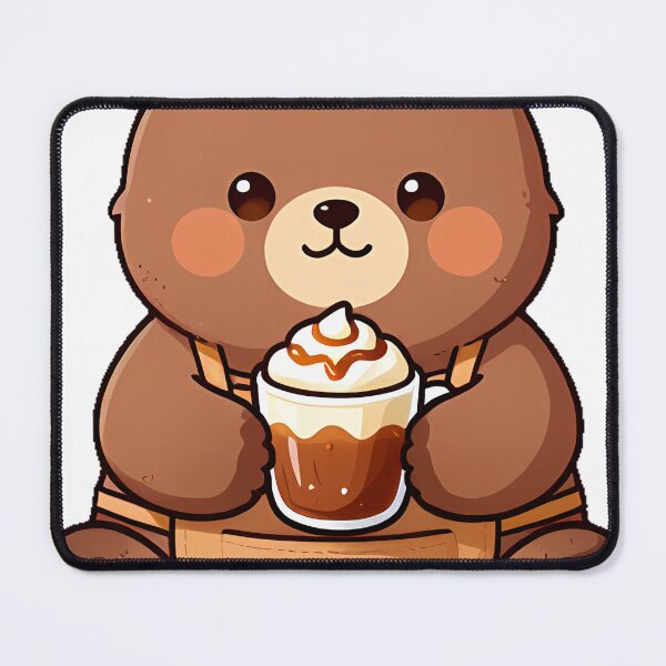 Item preview, Cute Brown Bear Barista with Caramel Macchiato Icon designed and sold by pumsquare.