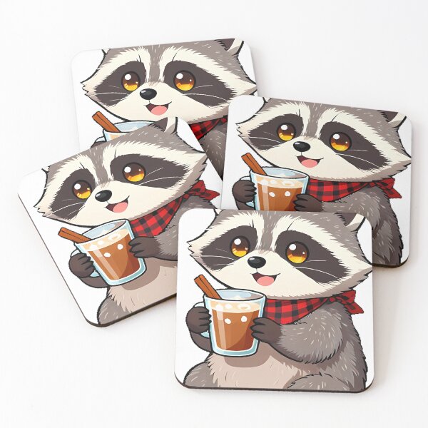 Item preview, Cute Raccoon Barista with Iced Chai Tea Latte Icon designed and sold by pumsquare.