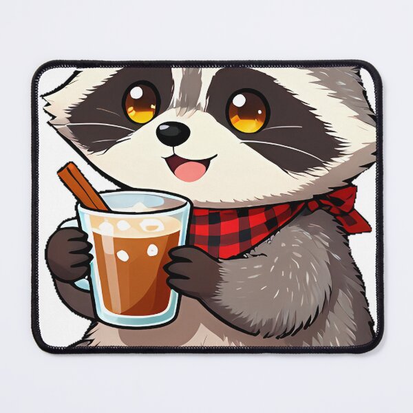 Item preview, Cute Raccoon Barista with Iced Chai Tea Latte Icon designed and sold by pumsquare.