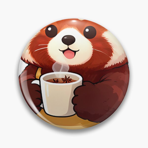 Item preview, Cute Red Panda Barista with Spiced Vanilla Chai Icon designed and sold by pumsquare.