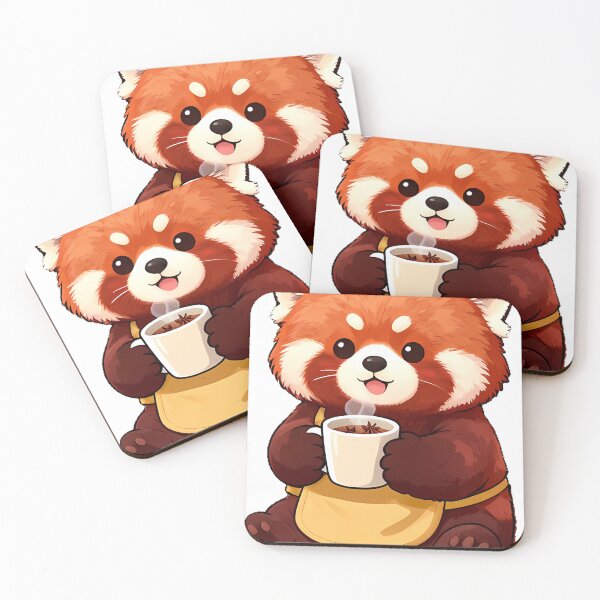 Item preview, Cute Red Panda Barista with Spiced Vanilla Chai Icon designed and sold by pumsquare.