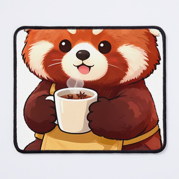 Item preview, Cute Red Panda Barista with Spiced Vanilla Chai Icon designed and sold by pumsquare.