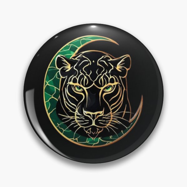 Item preview, Elegant Black Panther & Crescent Moon | Premium emblem logo designed and sold by Shift-Bloom.