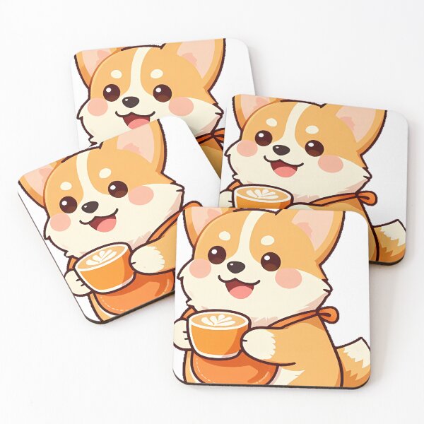 Item preview, Cute Corgi Barista with Pumpkin Spice Flat White Icon designed and sold by pumsquare.