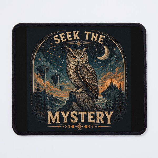 Item preview, Seek the Mystery – Surreal Owl Fantasy Illustration designed and sold by Dogandesighn.
