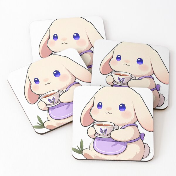 Item preview, Lindo conejito esponjoso barista con icono de té Earl Grey de lavanda designed and sold by pumsquare.