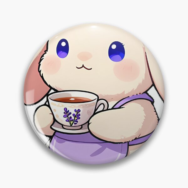 Item preview, Cute Fluffy Bunny Barista with Lavender Earl Grey Tea Icon designed and sold by pumsquare.