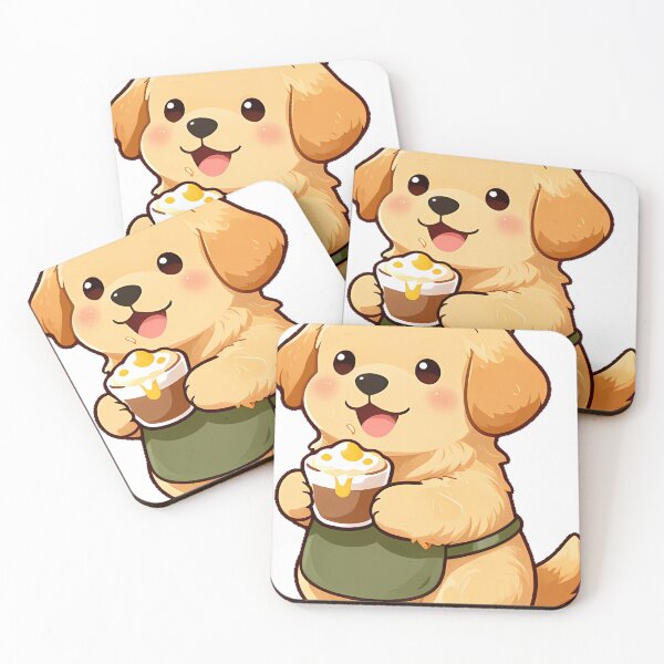 Item preview, Cute Golden Retriever Barista with Honey Cappuccino Icon designed and sold by pumsquare.
