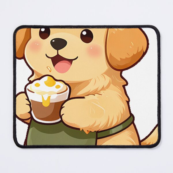 Item preview, Cute Golden Retriever Barista with Honey Cappuccino Icon designed and sold by pumsquare.