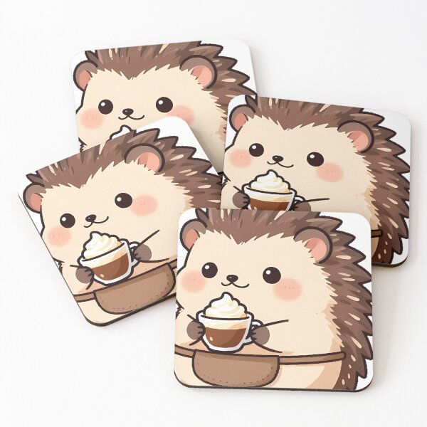 Item preview, Cute Hedgehog Barista with Espresso Con Panna Icon designed and sold by pumsquare.