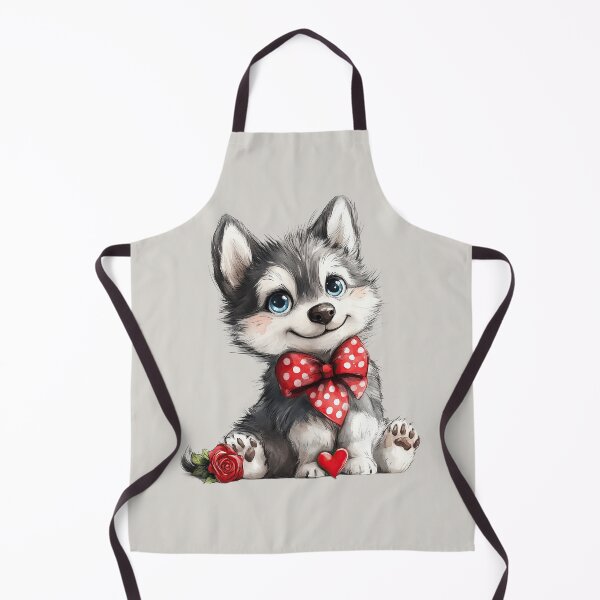 Item preview, Cute Siberian Husky Puppy with Red Bow Tie and Rose designed and sold by Erika Kaisersot.