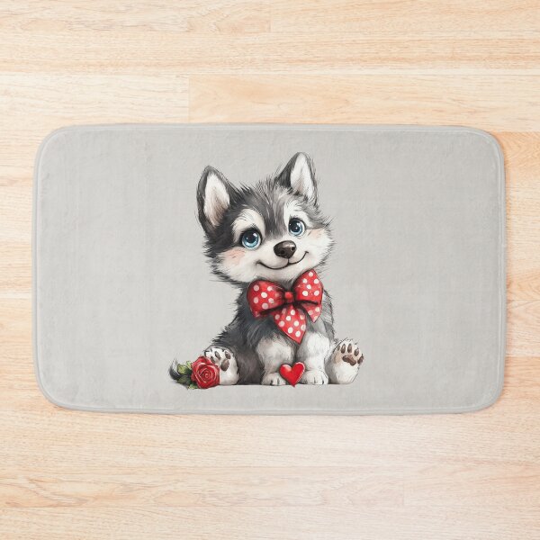 Item preview, Cute Siberian Husky Puppy with Red Bow Tie and Rose designed and sold by Erika Kaisersot.