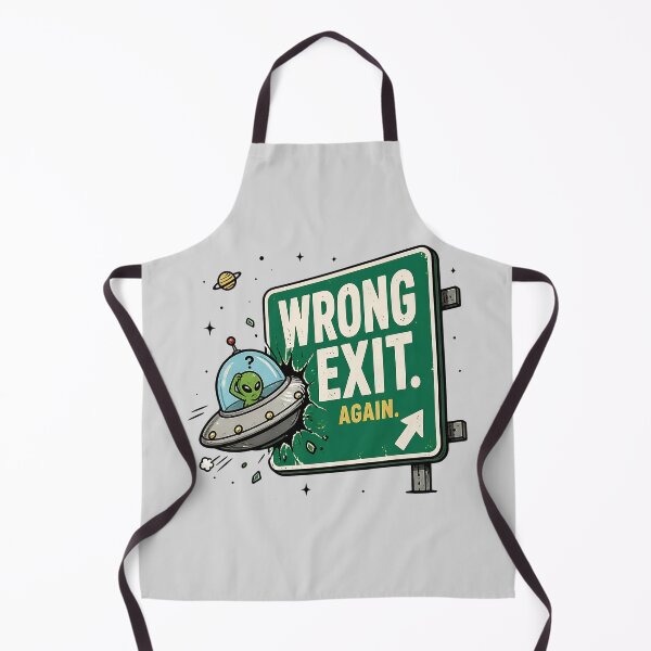 Item preview, Wrong Exit Again – Funny Alien UFO Road Sign designed and sold by meesara.