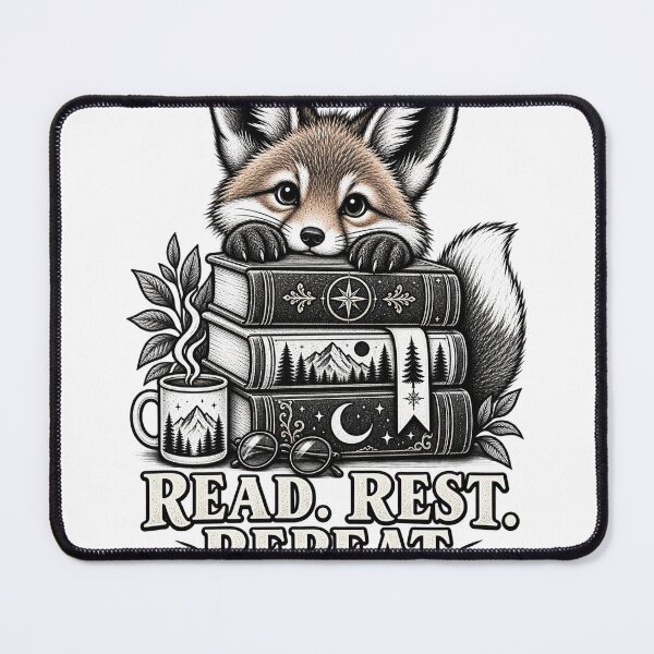 Item preview, Cute Fox Books Read Rest Repeat Cozy Reading designed and sold by Bathu Designs.