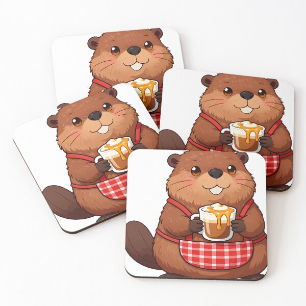 Item preview, Cute River Beaver Barista with Maple Pecan Latte Icon designed and sold by pumsquare.