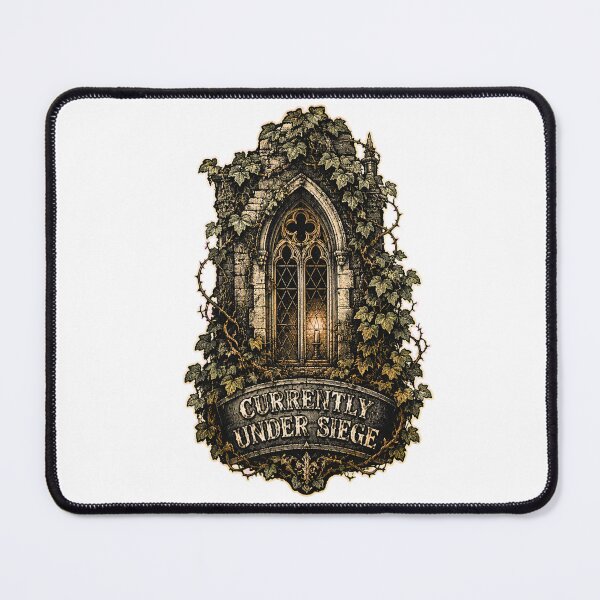 Item preview, Currently Under Siege | Gothic Tower Window Design | Castlecore Dark Academia Art | Vintage Engraving Illustration | Cozy Gothic Gift designed and sold by Print Loft.