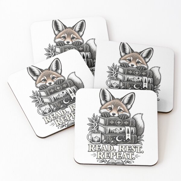 Item preview, Cute Fox Books Read Rest Repeat Cozy Reading designed and sold by Bathu Designs.