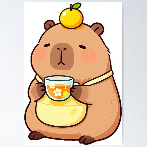 Item preview, Cute Capybara Barista with Chamomile Citrus Tea Icon designed and sold by pumsquare.