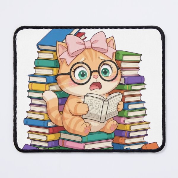 Item preview, Cute Cat Surrounded by Books designed and sold by Luna's World - Moody Vibes Studio.