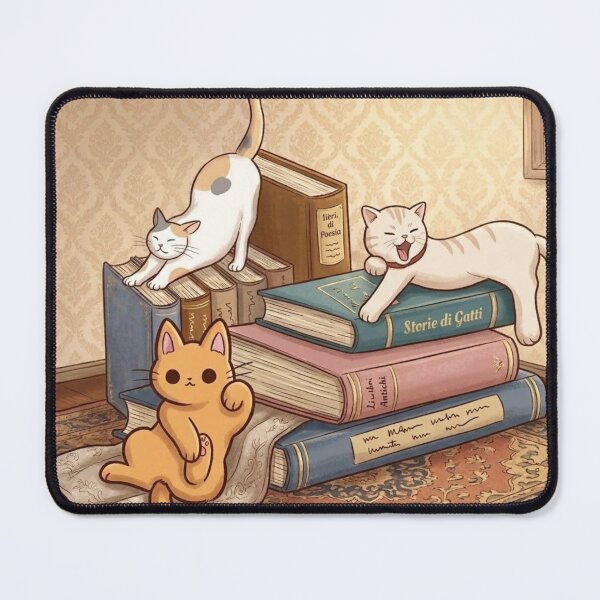 Item preview, Three Cats on a Stack of Vintage Books designed and sold by WithoutBorders4.