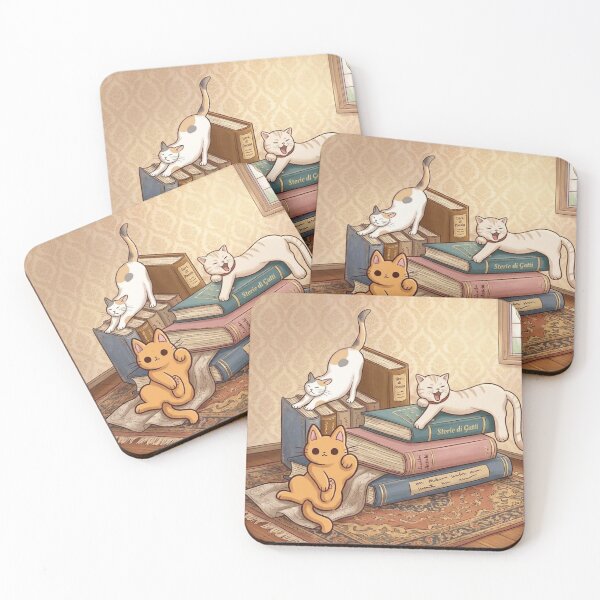 Item preview, Three Cats on a Stack of Vintage Books designed and sold by WithoutBorders4.