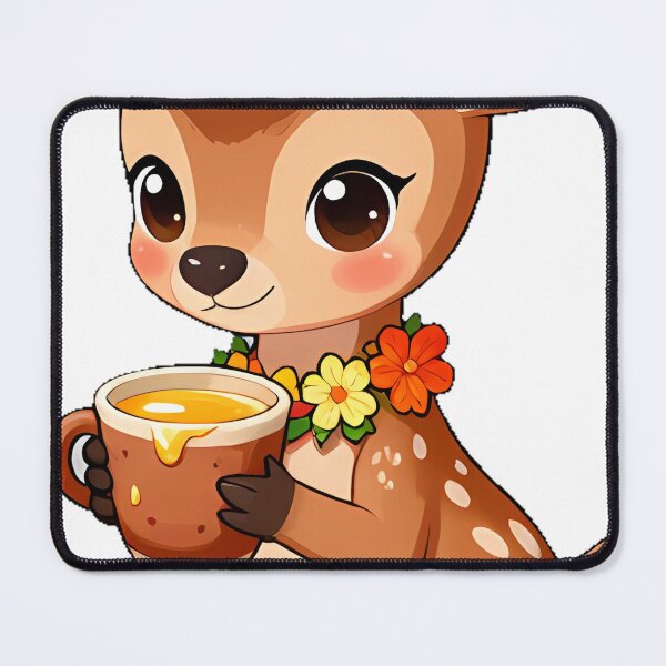 Item preview, Cute Baby Fawn Barista with Golden Turmeric Latte Icon designed and sold by pumsquare.