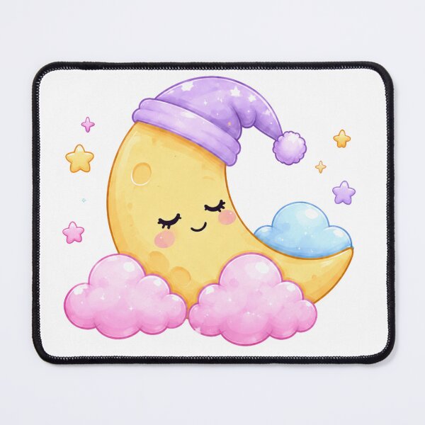 Item preview, Sleepy Crescent Moon in Purple Nightcap Clouds designed and sold by MySthore.