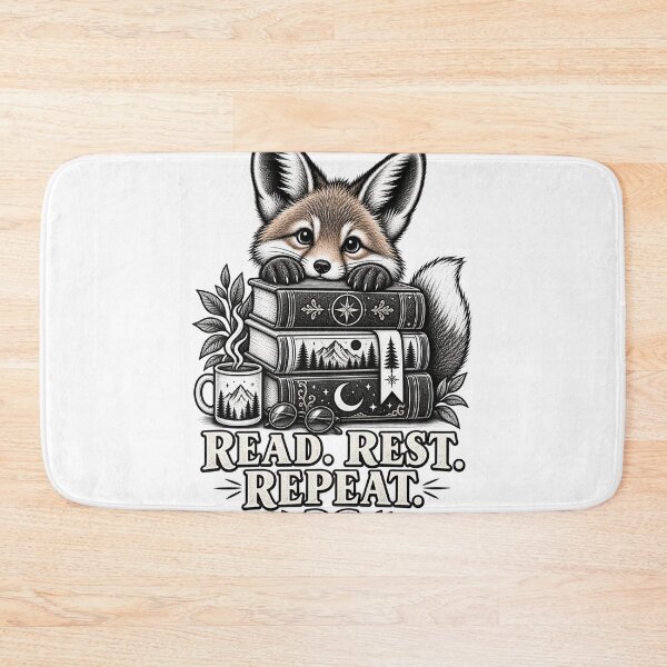 Item preview, Cute Fox Books Read Rest Repeat Cozy Reading designed and sold by Bathu Designs.