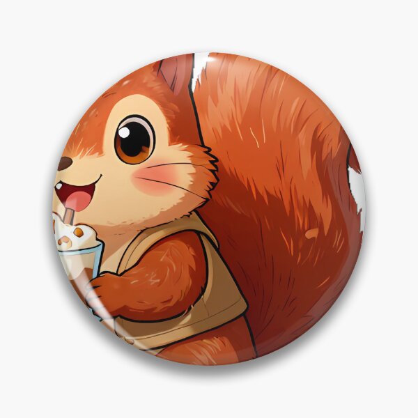 Item preview, Cute Fluffy Squirrel Barista with Toffee Nut Crunch Latte Icon designed and sold by pumsquare.