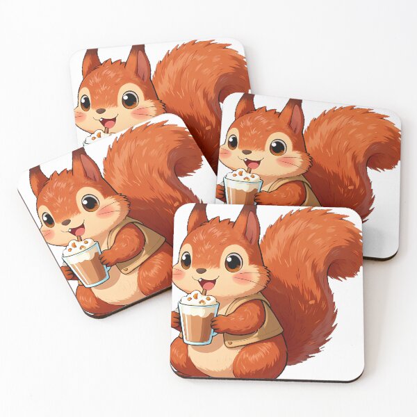 Item preview, Cute Fluffy Squirrel Barista with Toffee Nut Crunch Latte Icon designed and sold by pumsquare.