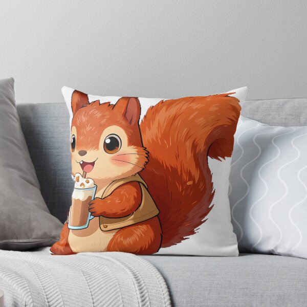 Item preview, Cute Fluffy Squirrel Barista with Toffee Nut Crunch Latte Icon designed and sold by pumsquare.