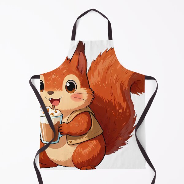 Item preview, Cute Fluffy Squirrel Barista with Toffee Nut Crunch Latte Icon designed and sold by pumsquare.