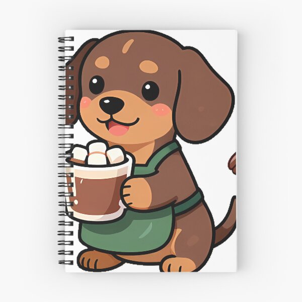 Item preview, Cute Dachshund Puppy Barista with Hazelnut Hot Chocolate Icon designed and sold by pumsquare.