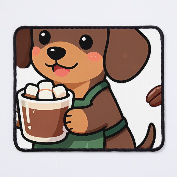 Item preview, Cute Dachshund Puppy Barista with Hazelnut Hot Chocolate Icon designed and sold by pumsquare.
