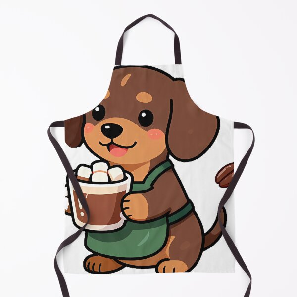 Item preview, Cute Dachshund Puppy Barista with Hazelnut Hot Chocolate Icon designed and sold by pumsquare.