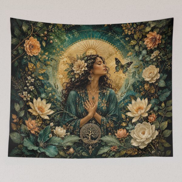 Item preview, Golden Bloom – Botanical Goddess and Tree of Life designed and sold by Ray's Photos & Art.