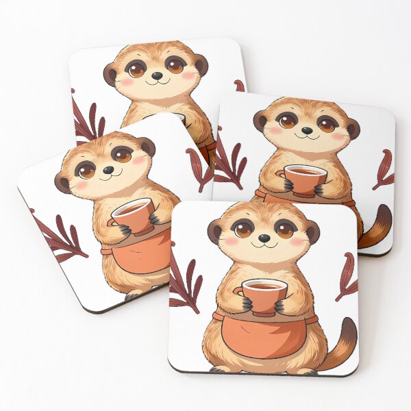 Item preview, Cute Meerkat Barista with Rooibos Vanilla Red Tea Icon designed and sold by pumsquare.