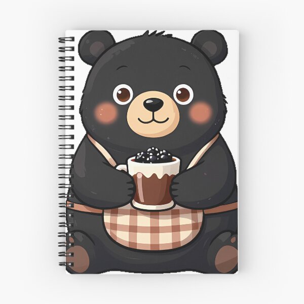Item preview, Cute Black Bear Cub Barista with Blackberry Dark Mocha Icon designed and sold by pumsquare.