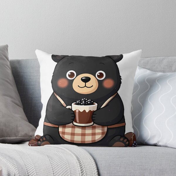 Item preview, Cute Black Bear Cub Barista with Blackberry Dark Mocha Icon designed and sold by pumsquare.