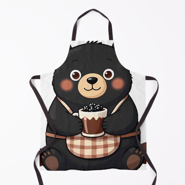 Item preview, Cute Black Bear Cub Barista with Blackberry Dark Mocha Icon designed and sold by pumsquare.