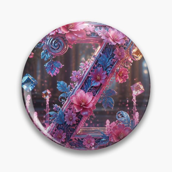 Item preview, Floral Letter Z in Pink & Blue – Elegant Botanical Alphabet Comforter & Shower Curtain Design. designed and sold by fbtrisha.