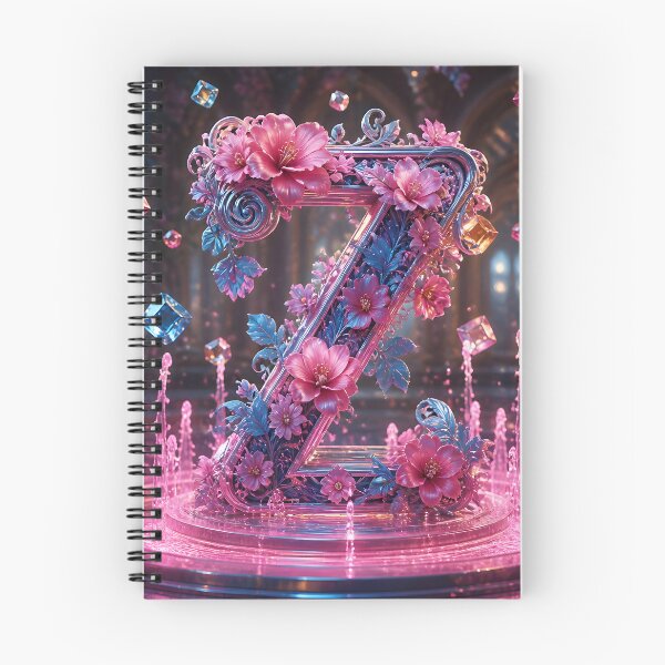 Item preview, Floral Letter Z in Pink & Blue – Elegant Botanical Alphabet Comforter & Shower Curtain Design. designed and sold by fbtrisha.