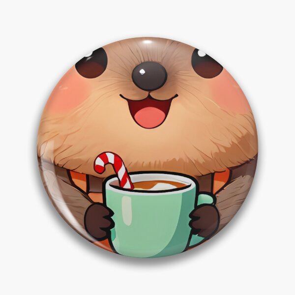Item preview, Cute Quokka Barista with Peppermint Hot Cocoa Icon designed and sold by pumsquare.