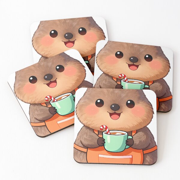 Item preview, Cute Quokka Barista with Peppermint Hot Cocoa Icon designed and sold by pumsquare.
