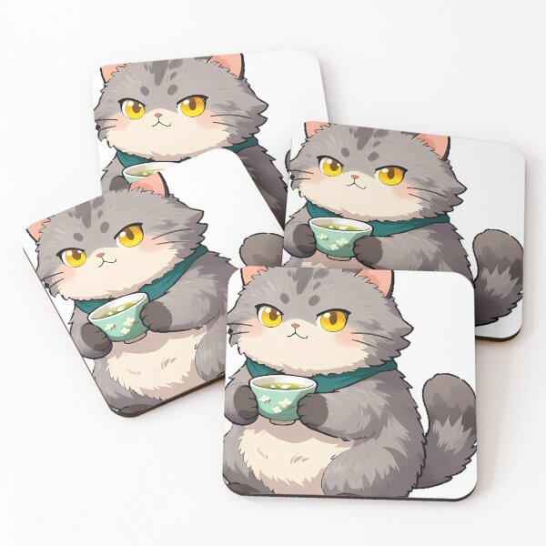 Item preview, Cute Pallas Cat Barista with Jasmine Blossom Tea Icon designed and sold by pumsquare.